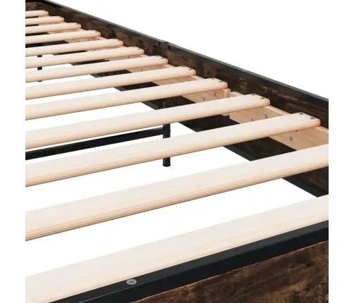 Gultas Rāmis, Ozola Krāsā, 90X190 Cm, Inženierijas Koks, Metāls Vidaxl