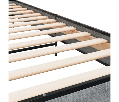 Gultas Rāmis, Pelēka Ozola, 90X190Cm, Inženierijas Koks, Metāls Vidaxl