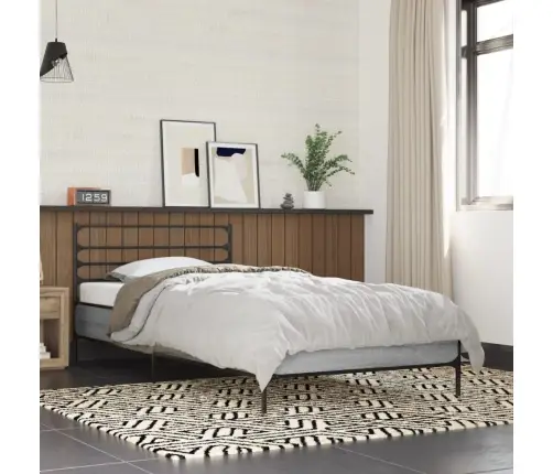 Gultas Rāmis, Pelēka Ozola, 90X190Cm, Inženierijas Koks, Metāls Vidaxl