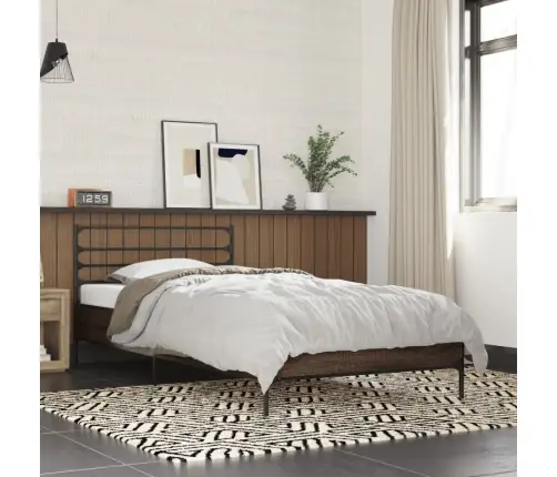 Gultas Rāmis, Brūna Ozola, 90X190 Cm, Inženierijas Koks, Metāls Vidaxl