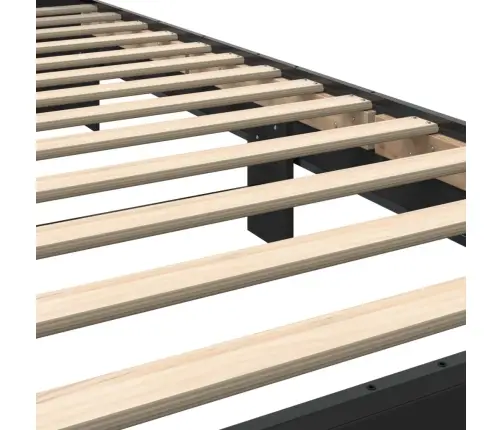 Gultas Rāmis, Melns, 100X200 Cm, Inženierijas Koks, Metāls Vidaxl