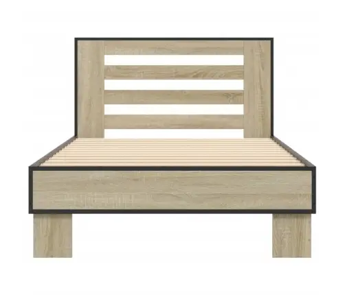 Voodiraam, Sonoma Tamm, 75 X 190 cm Tehispuit Ja Metall