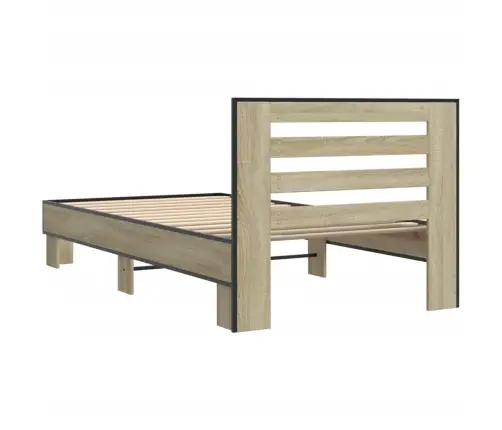 Voodiraam, Sonoma Tamm, 75 X 190 cm Tehispuit Ja Metall