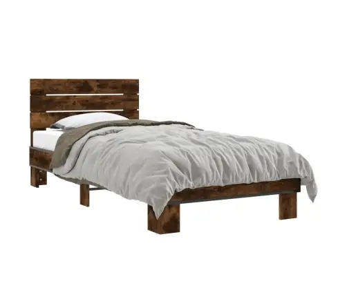 Gultas Rāmis, Ozola Krāsā, 100X200Cm, Inženierijas Koks, Metāls Vidaxl