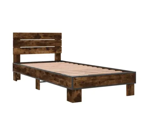 Gultas Rāmis, Ozola Krāsā, 100X200Cm, Inženierijas Koks, Metāls Vidaxl