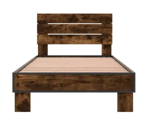 Gultas Rāmis, Ozola Krāsā, 100X200Cm, Inženierijas Koks, Metāls Vidaxl