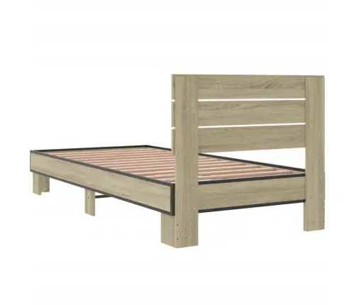 Voodiraam, Sonoma Tamm, 90 X 200 cm Tehispuit Ja Metall