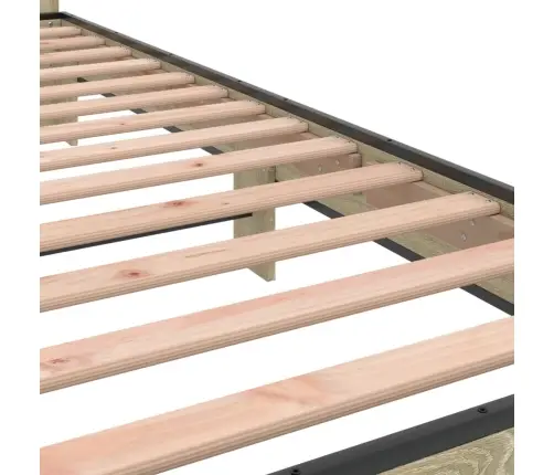 Voodiraam, Sonoma Tamm, 90 X 200 cm Tehispuit Ja Metall