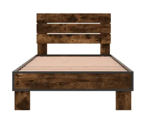 Gultas Rāmis, Ozola Krāsā, 90X200 Cm, Inženierijas Koks, Metāls Vidaxl