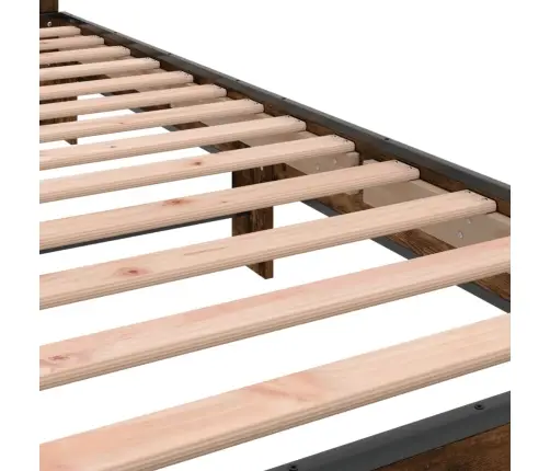 Gultas Rāmis, Ozola Krāsā, 90X200 Cm, Inženierijas Koks, Metāls Vidaxl