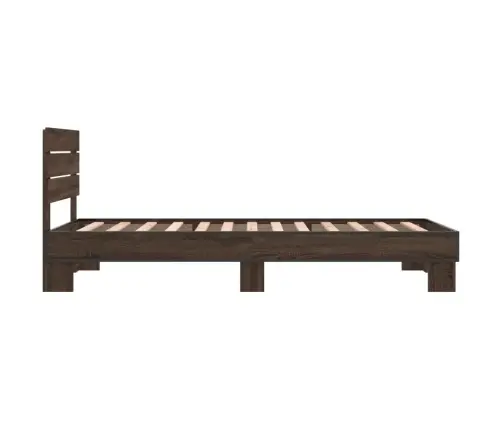 Lovos Rėmas, Rudas Ąžuolo, 90X200cm Apdirbta Mediena/Metalas Lovos Rėmas, Rudas Ąžuolo, 90X200cm Apdirbta Mediena/Metalas
