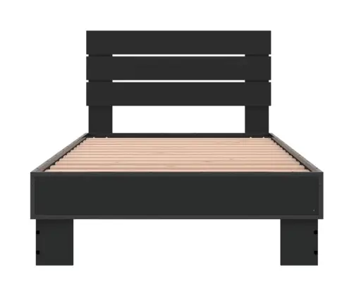 Gultas Rāmis, Melns, 75X190 Cm, Inženierijas Koks, Metāls Vidaxl