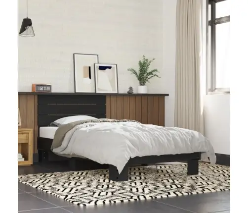 Gultas Rāmis, Melns, 75X190 Cm, Inženierijas Koks, Metāls Vidaxl