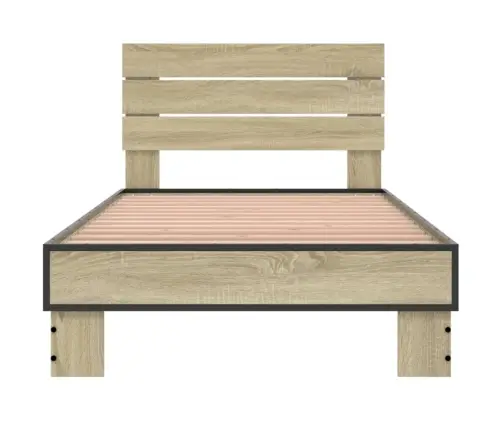 Voodiraam, Sonoma Tamm, 75 X 190 cm Tehispuit Ja Metall