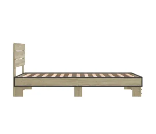 Voodiraam, Sonoma Tamm, 75 X 190 cm Tehispuit Ja Metall