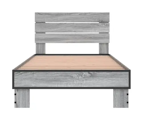 Gultas Rāmis, Pelēka Ozola, 75X190Cm, Inženierijas Koks, Metāls Vidaxl