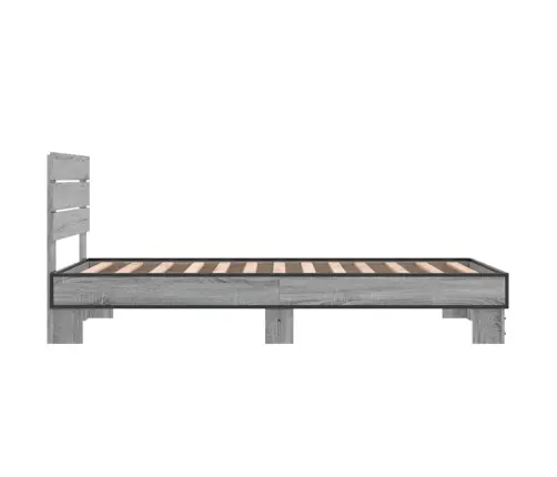 Gultas Rāmis, Pelēka Ozola, 75X190Cm, Inženierijas Koks, Metāls Vidaxl