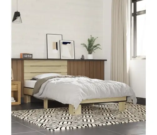 Gultas Rāmis, Ozola Krāsā, 90X190 Cm, Inženierijas Koks, Metāls Vidaxl Gultas Rāmis, Ozola Krāsā, 90X190 Cm, Inženierijas Koks, Metāls Vidaxl