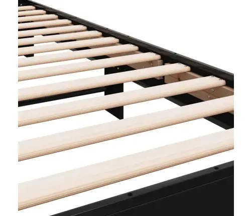 Voodiraam, Must, 75 X 190 cm Tehispuit Ja Metall