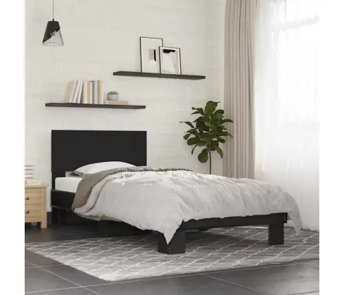 Voodiraam, Must, 75 X 190 cm Tehispuit Ja Metall