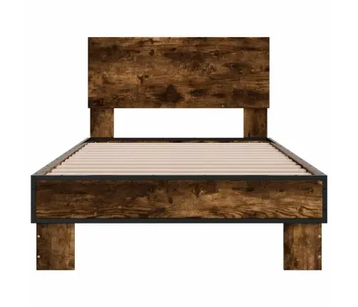 Gultas Rāmis, Ozola Krāsā, 75X190 Cm, Inženierijas Koks, Metāls Vidaxl