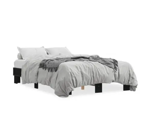 Gultas Rāmis, Melns, 140X200 Cm, Inženierijas Koks, Metāls Vidaxl