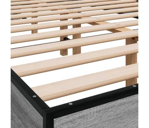 Gultas Rāmis, Pelēka Ozola 140X200Cm, Inženierijas Koks, Metāls Vidaxl