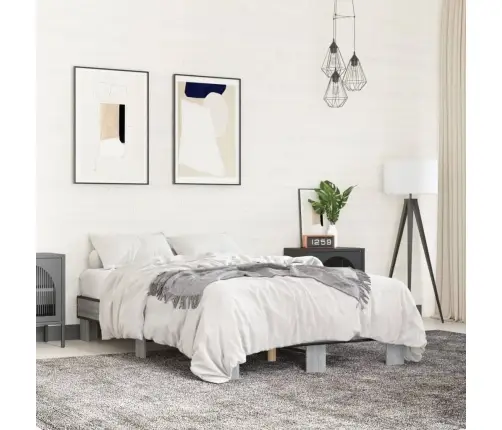 Gultas Rāmis, Pelēka Ozola 140X200Cm, Inženierijas Koks, Metāls Vidaxl