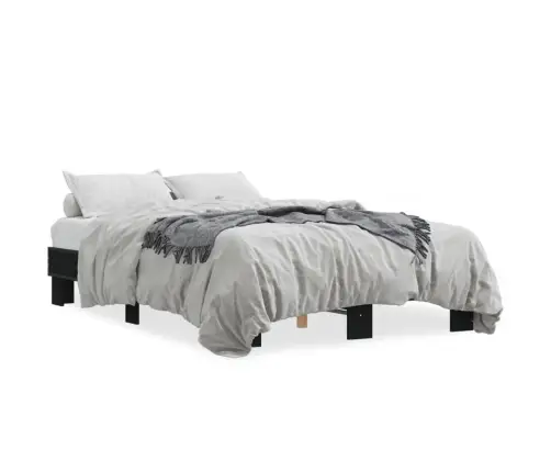 Voodiraam, Must, 120 X 200 cm Tehispuit Ja Metall