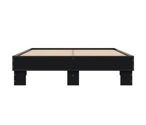 Voodiraam, Must, 120 X 200 cm Tehispuit Ja Metall