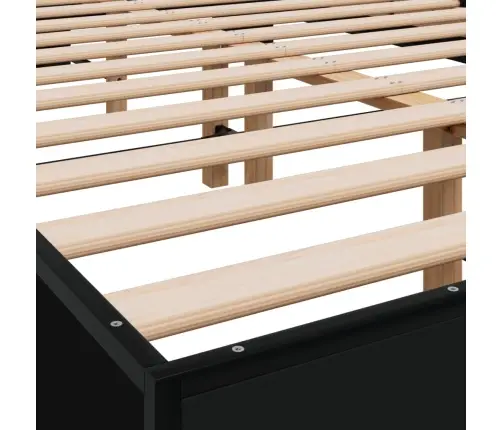 Voodiraam, Must, 120 X 200 cm Tehispuit Ja Metall