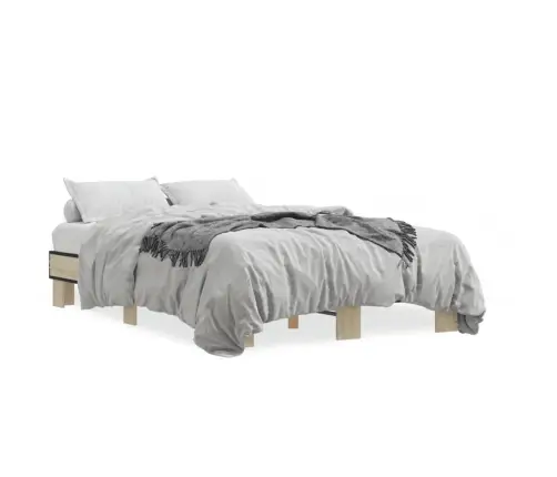 Gultas Rāmis, Ozola Krāsā, 120X200Cm, Inženierijas Koks, Metāls Vidaxl