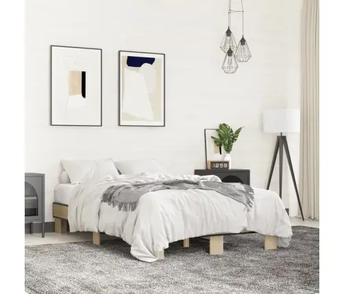 Gultas Rāmis, Ozola Krāsā, 120X200Cm, Inženierijas Koks, Metāls Vidaxl