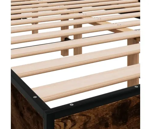 Gultas Rāmis, Ozola Krāsā, 120X200Cm, Inženierijas Koks, Metāls Vidaxl