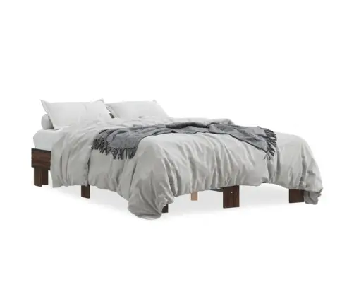 Voodiraam, Pruun Tamm, 120 X 200 cm Tehispuit Ja Metall