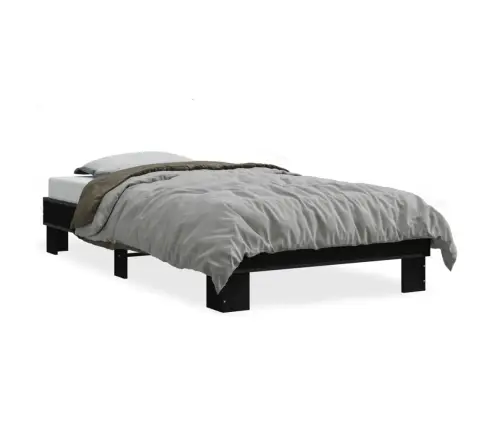 Gultas Rāmis, Melns, 100X200 Cm, Inženierijas Koks, Metāls Vidaxl