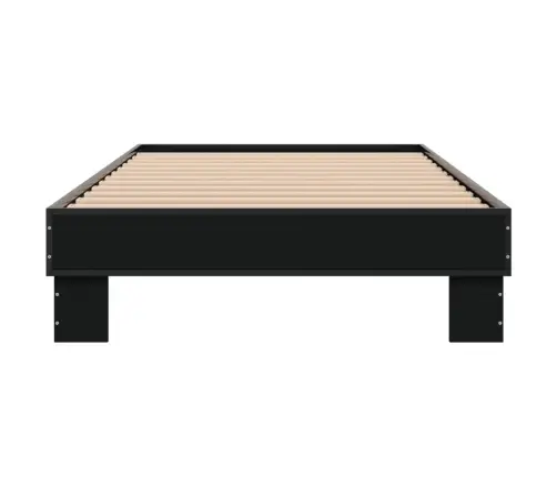 Gultas Rāmis, Melns, 100X200 Cm, Inženierijas Koks, Metāls Vidaxl