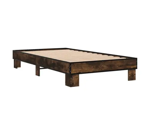 Voodiraam, Suitsutatud Tamm, 100 X 200 cm Tehispuit Ja Metall