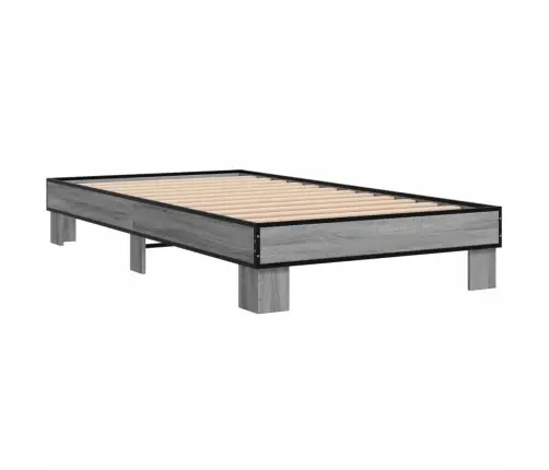 Gultas Rāmis, Pelēka Ozola,100X200Cm, Inženierijas Koks, Metāls Vidaxl Gultas Rāmis, Pelēka Ozola,100X200Cm, Inženierijas Koks, Metāls Vidaxl