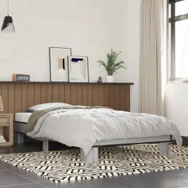 Gultas Rāmis, Pelēka Ozola,100X200Cm, Inženierijas Koks, Metāls Vidaxl