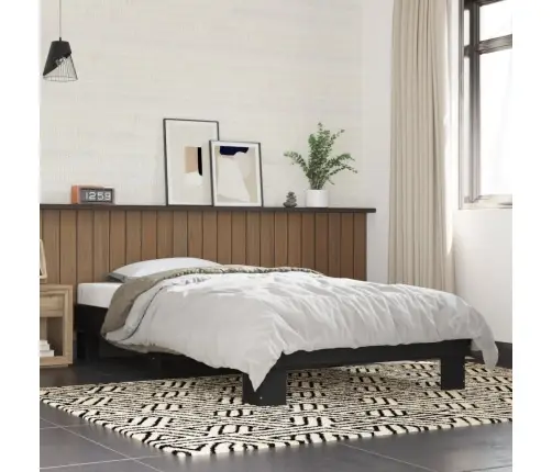 Voodiraam, Must, 90 X 200 cm Tehispuit Ja Metall