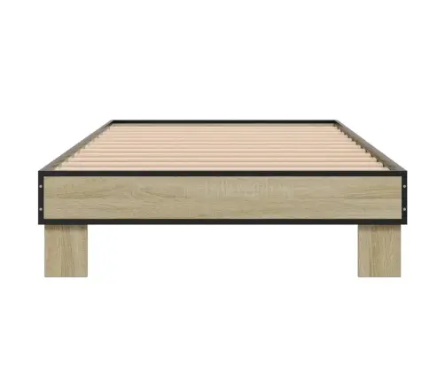 Gultas Rāmis, Ozola Krāsā, 90X200 Cm, Inženierijas Koks, Metāls Vidaxl