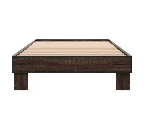 Voodiraam, Pruun Tamm, 90 X 200 cm Tehispuit Ja Metall