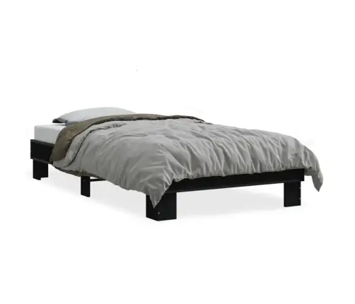 Gultas Rāmis, Melns, 75X190 Cm, Inženierijas Koks, Metāls Vidaxl