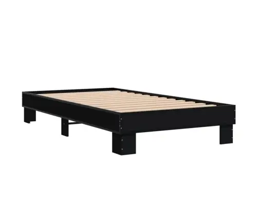 Gultas Rāmis, Melns, 75X190 Cm, Inženierijas Koks, Metāls Vidaxl