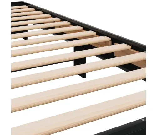 Gultas Rāmis, Melns, 75X190 Cm, Inženierijas Koks, Metāls Vidaxl
