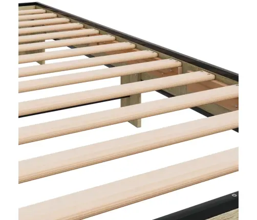 Gultas Rāmis, Ozola Krāsā, 75X190 Cm, Inženierijas Koks, Metāls Vidaxl