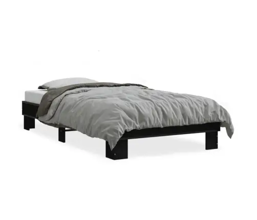 Voodiraam, Must, 90 X 190 cm Tehispuit Ja Metall