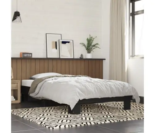 Voodiraam, Must, 90 X 190 cm Tehispuit Ja Metall