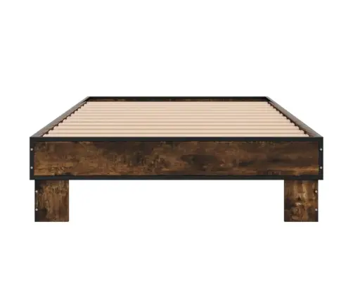 Gultas Rāmis, Ozola Krāsā, 90X190 Cm, Inženierijas Koks, Metāls Vidaxl